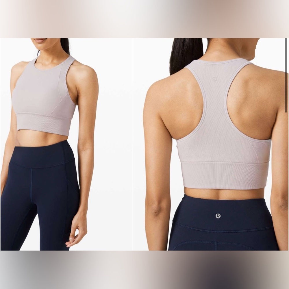 Lululemon Ebb to Train Bra Size 6 Medium Support C/D Cup Iced Iris Pink